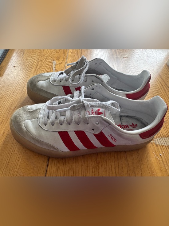 adidas Shoes - adidas Samba Women's White and Red Leather Sneakers